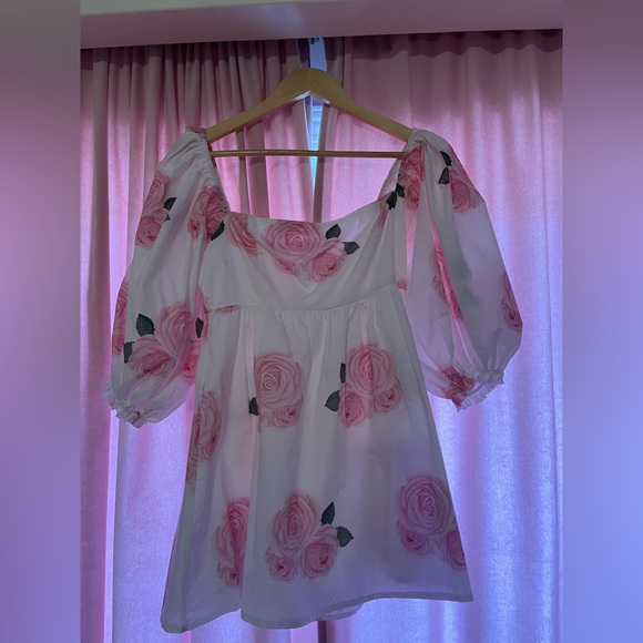 Mini dress with Puff sleeves - Picture 1 of 8